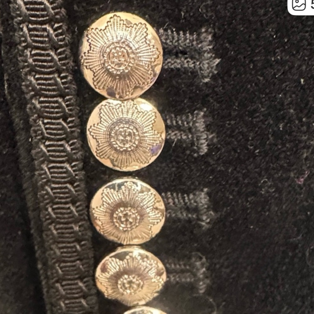 White House Black Market Black Velvet Military Jacket Gold Buttons Blazer 6 - Picture 5 of 8